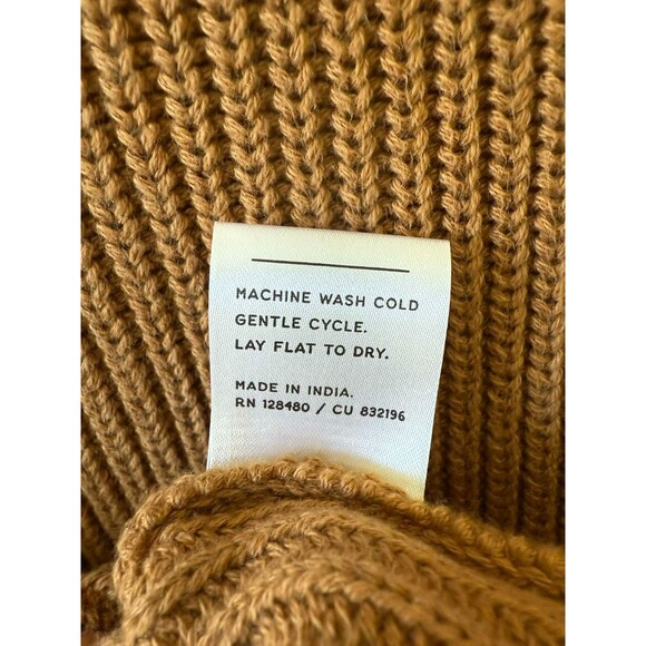 Pact 100% Organic Cotton Women’s Ribbed Fisherman Caramel Brown Sweater Size M - Picture 5 of 6